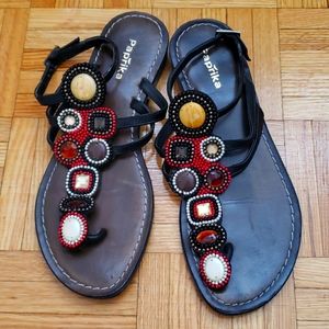 Beaded Sandal-Paprika